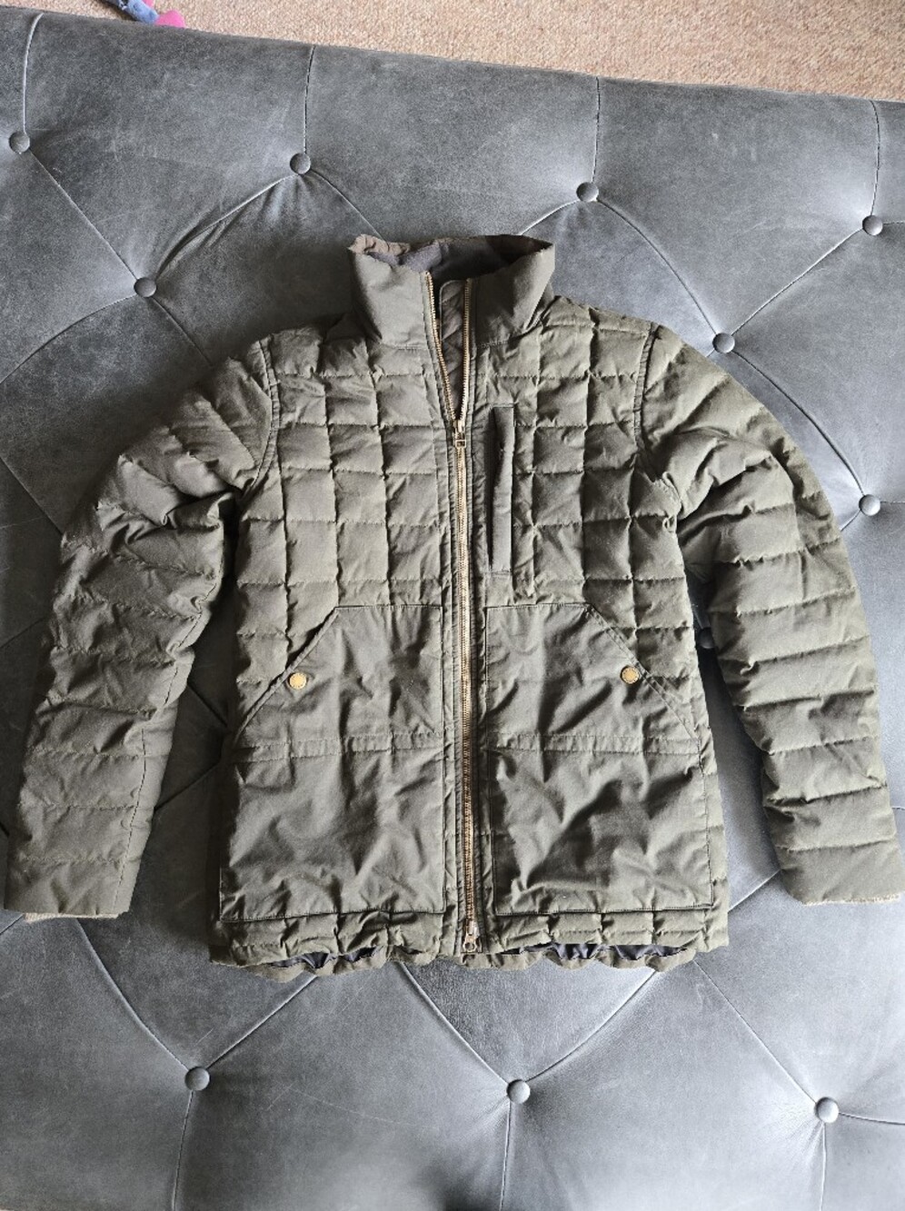 L.L.Bean Upcountry Waxed Cotton Down Sweater Jacket - Loden